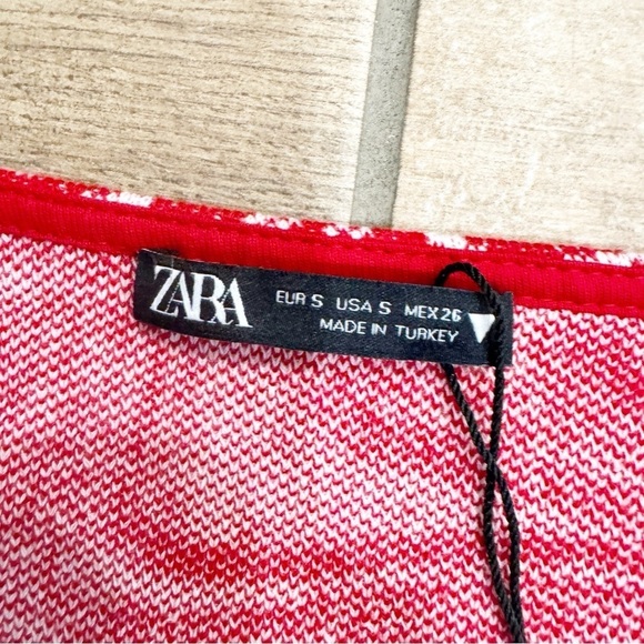 NWOT Zara Women's Long Sleeve Mini Dress Sweater Jacquard Swirl Print Red Small - Picture 5 of 7